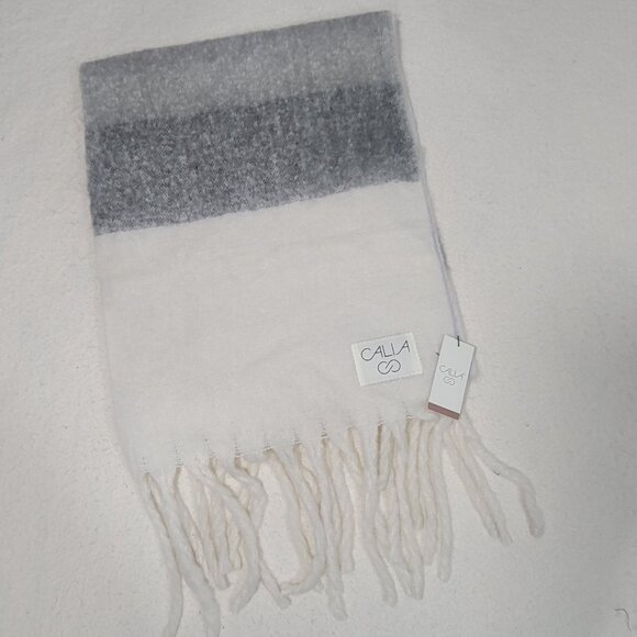 CALIA Luxe Scarf & Beanie Hat Carrie Underwood Striped Gray Ivory Outdoor Winter - Picture 11 of 11